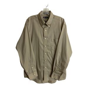 CHAPS Twill Shirt Men's Size L (16-16 12 34/35) Tan Long Sleeve Wrinkle-Free
